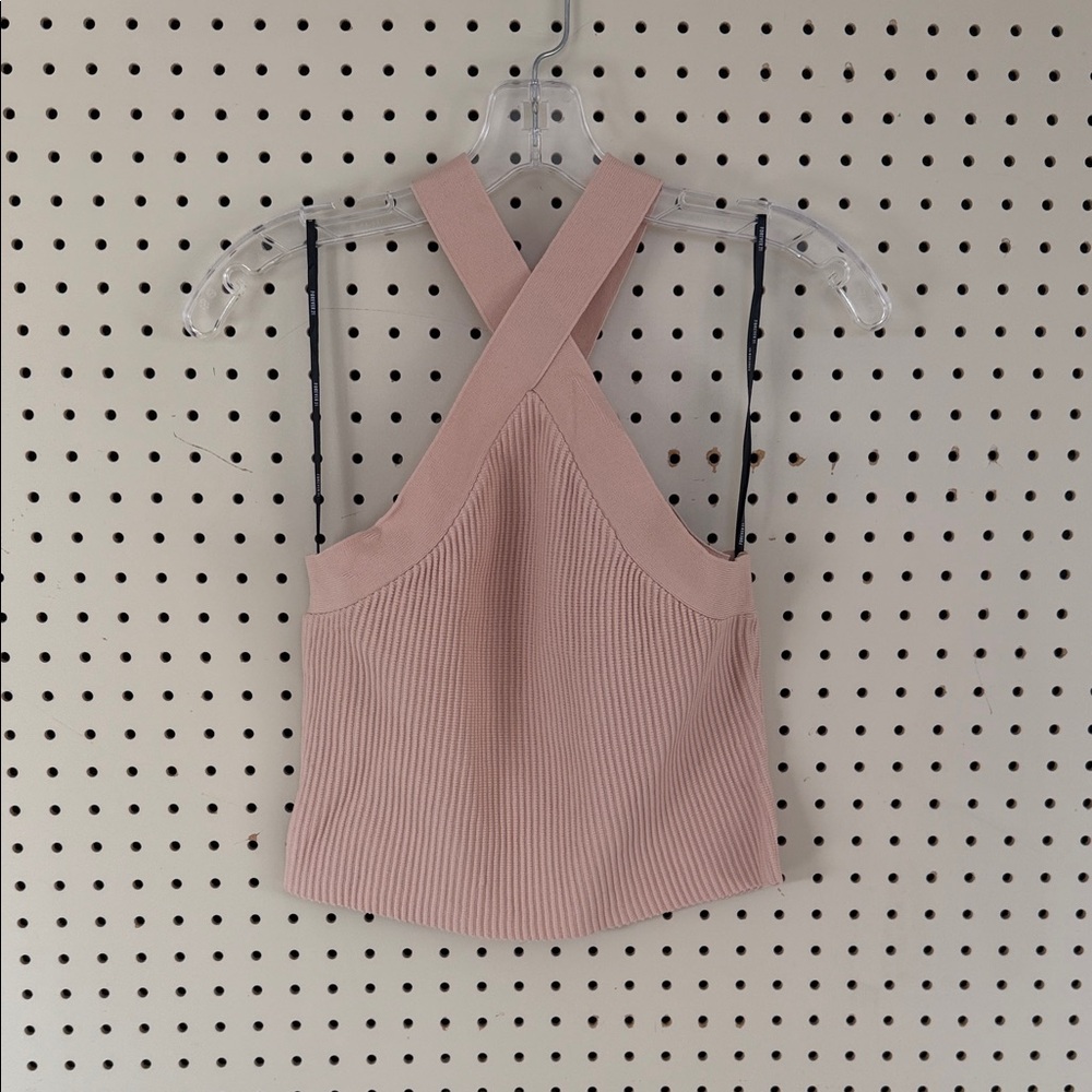 Forever 21 Blush Ribbed Cross-Back Crop Top